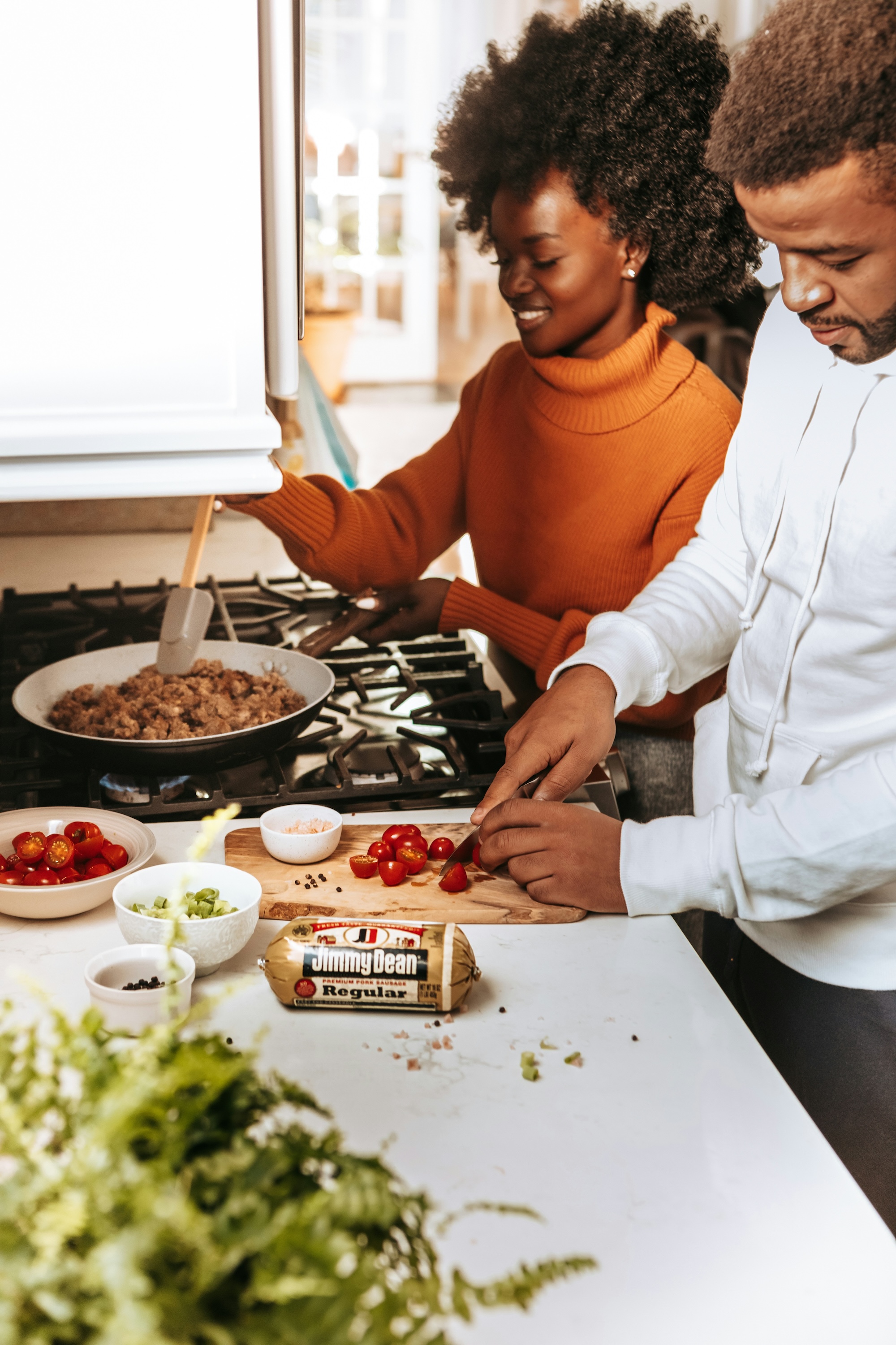 Family cooking together